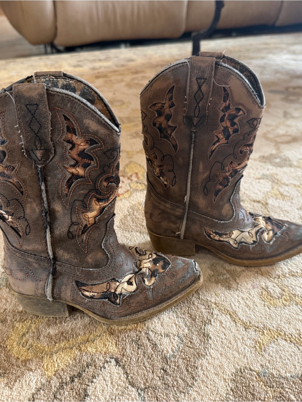Dan Post Kids Brown Embroidered Western Cowboy Boots
